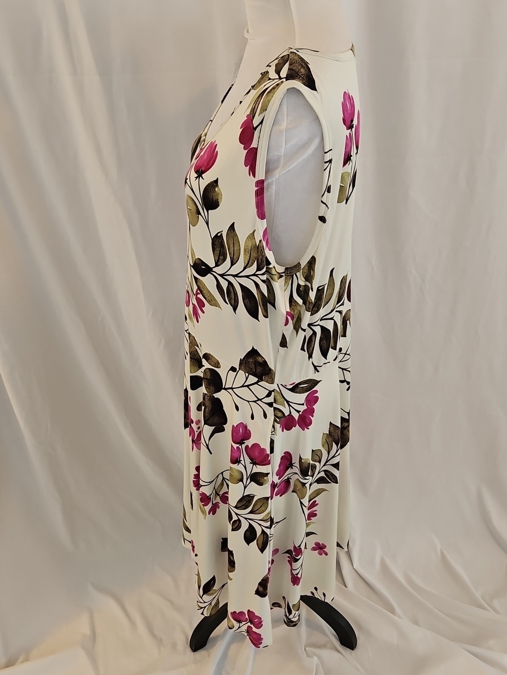 LuLaRoe Cream Tank Dress with Pink & Olive Floral Print Side Pockets Size 3XL - Picture 5 of 9